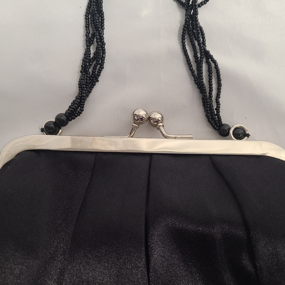 Like New Used Once Claires Black Satin Evening Clutch Bag - Picture 4 of 12